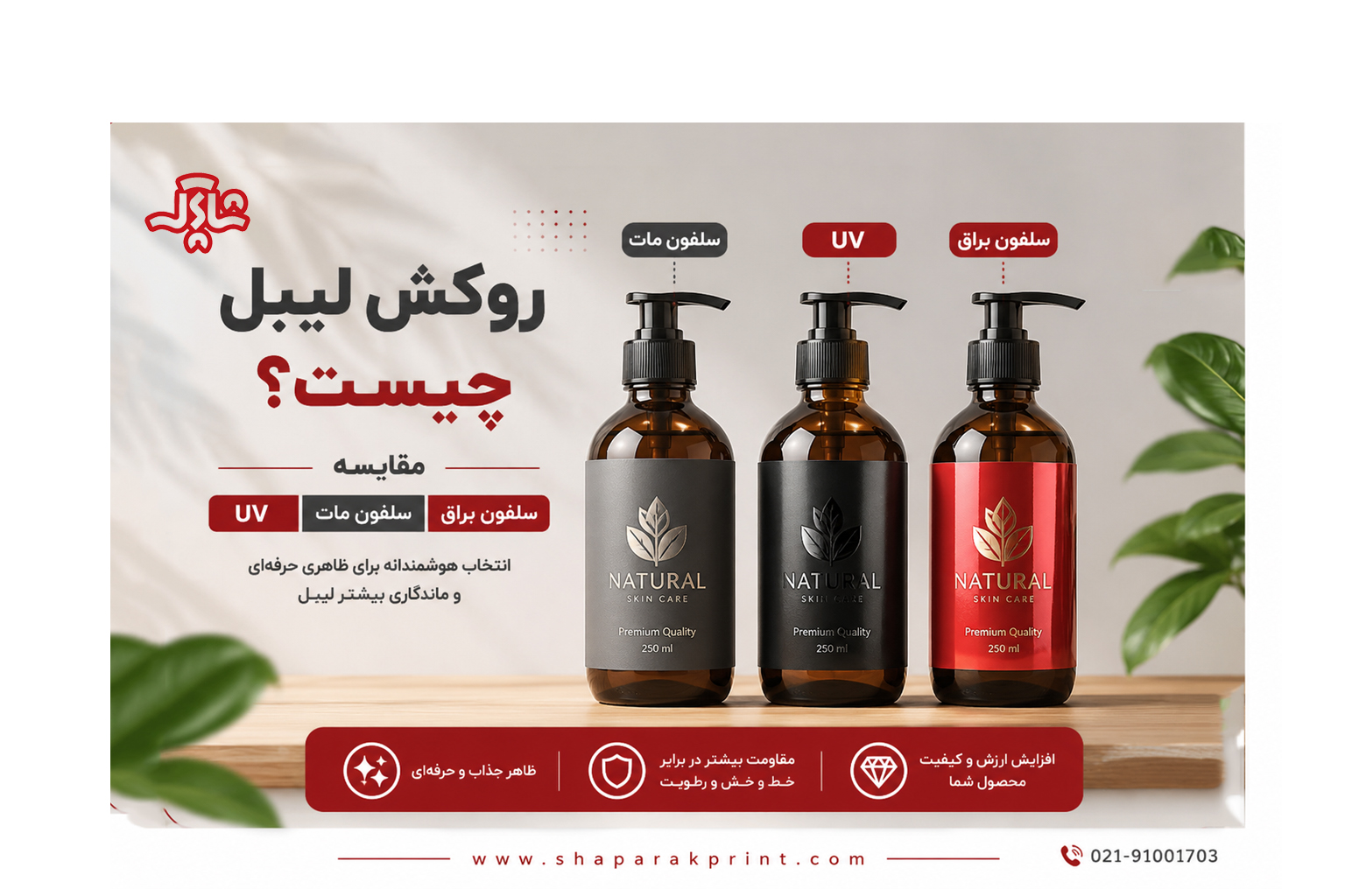 روکش لیبل چیست؟ مقایسه UV، سلفون مات و سلفون براق