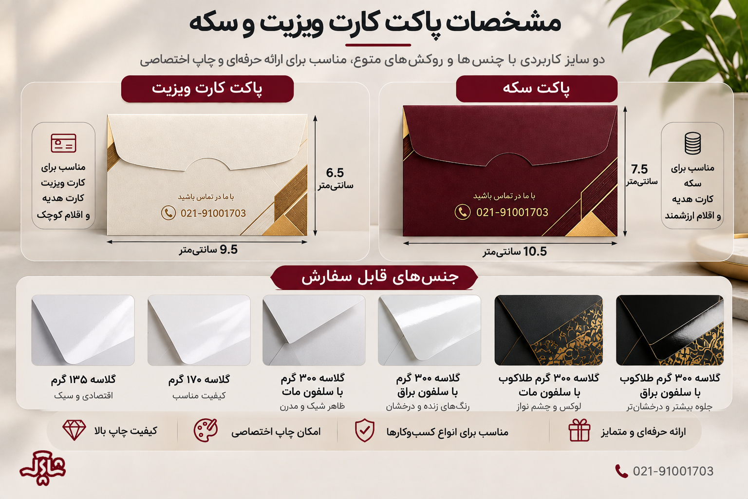 چاپ پاکت کارت ویزیت و سکه